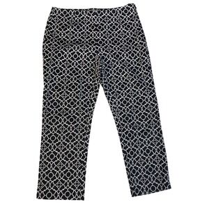Charter Club Black/White Geometric Ankle Pants Womens Size 8 EUC 24" Inseam‎